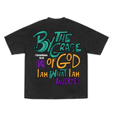 By the Grace T-shirt - Black/Acid washed