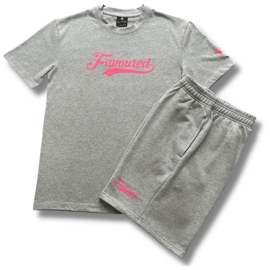 FAVOURED Shorts Set - Grey/Pink